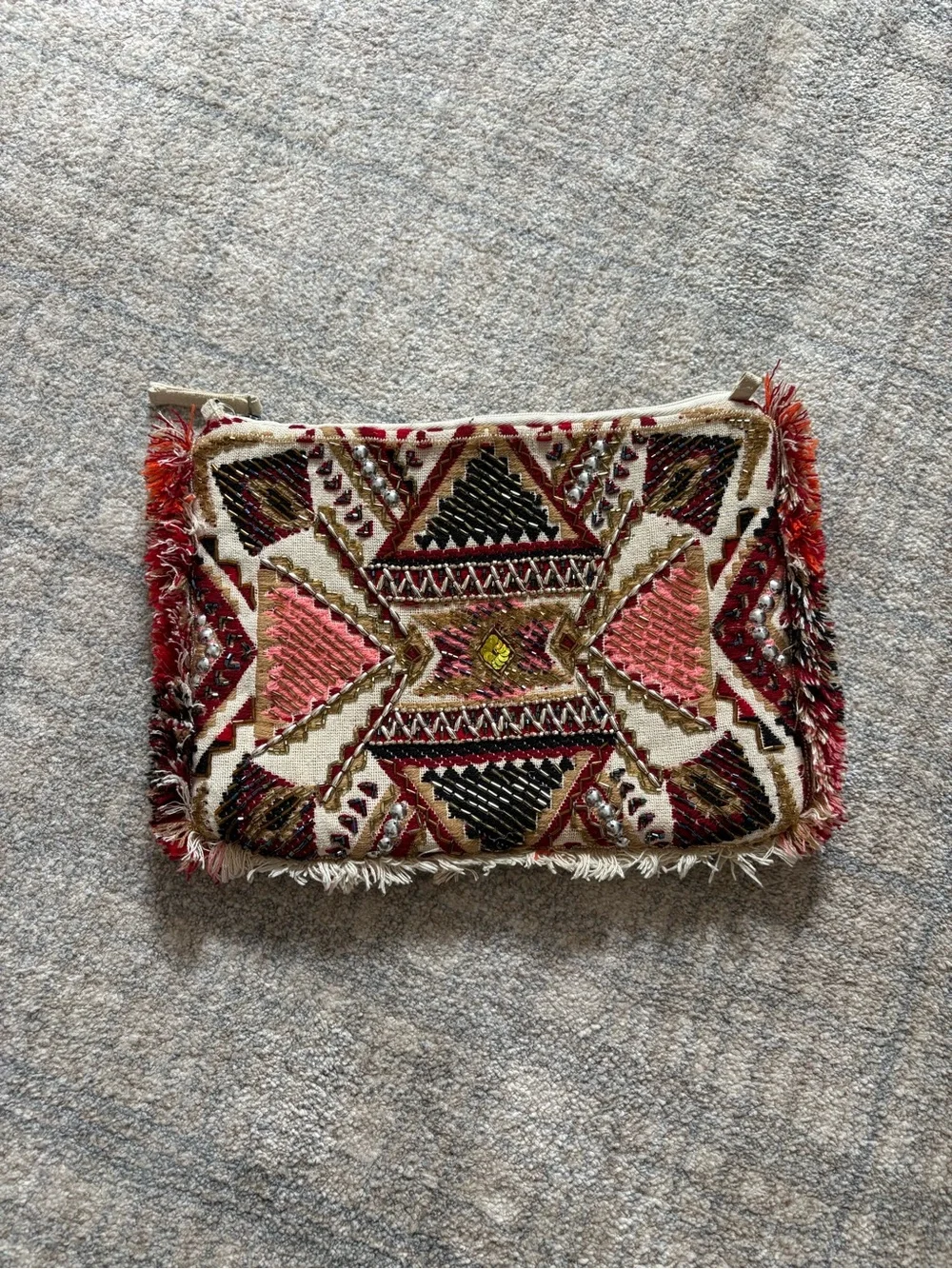 Embroidered Tribal Pattern Clutch